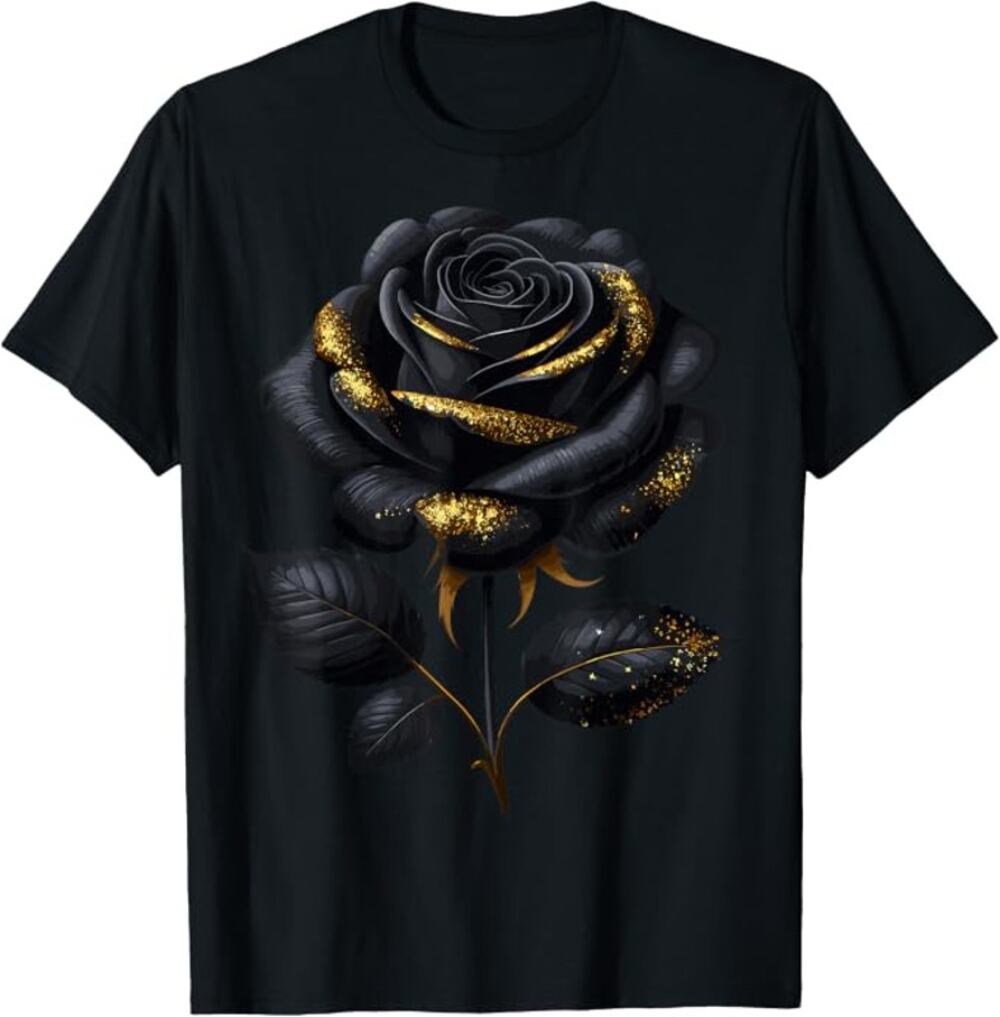 Black Rose with Golden Sparkes T-Shirt